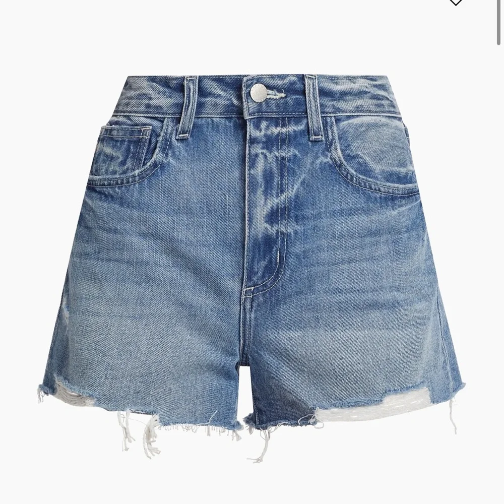 L'AGENCE Beck High Rise Distressed Santee Blue Jean Shorts Size 28